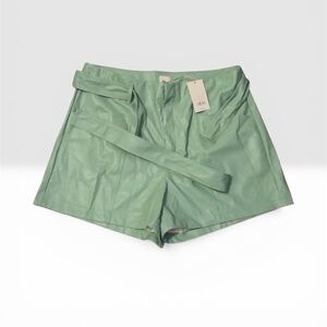 Mint Green High-Waist Belted Women’s Shorts